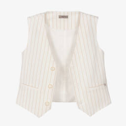 Mayoral-Кремовый полосатый льняной жилет для мальчиков | Childrensalon Outlet