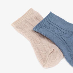 Mayoral Для новорожденных-Вязаные носки дуо для мальчиков бежевые и синие | Childrensalon Outlet
