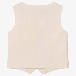 Mayoral-Boys Light Beige Linen Blend Waistcoat | Childrensalon Outlet