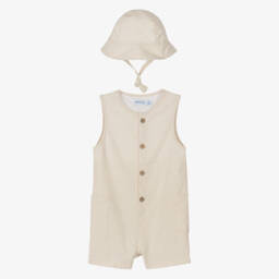 Mayoral-Льняной светло-бежевый комплект комбинезон для мальчиков | Childrensalon Outlet
