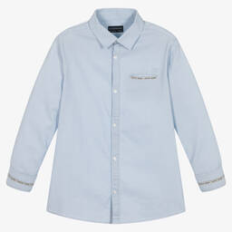 Mayoral Nukutavake-Boys Light Blue Cotton Shirt | Childrensalon Outlet