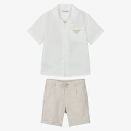 Mayoral-Кремовый комплект из льняной смеси для мальчиков | Childrensalon Outlet