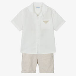 Mayoral-Кремовый комплект из льняной смеси для мальчиков | Childrensalon Outlet