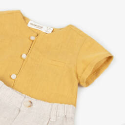 Mayoral Для новорожденных-Льняной комплект горчичного и бежевого цвета для мальчиков | Childrensalon Outlet