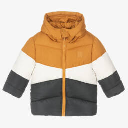 Mayoral-معطف بافر أطفال ولادي لون أصفر بألوان بلوك | Childrensalon Outlet