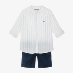 Mayoral-Boys Nautical Striped Cotton Ensemble | Childrensalon Outlet