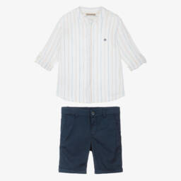 Mayoral-Boys Nautical Striped Cotton Ensemble | Childrensalon Outlet