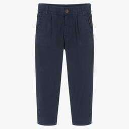 Mayoral-Boys Navy Blue Cotton Chinos | Childrensalon Outlet
