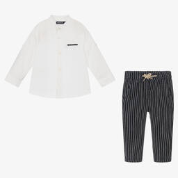 Mayoral-Рубашка и синие брюки из хлопка и льна | Childrensalon Outlet