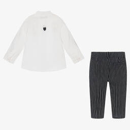 Mayoral-Рубашка и синие брюки из хлопка и льна | Childrensalon Outlet