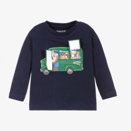 Mayoral-Boys Navy Blue Cotton Top | Childrensalon Outlet