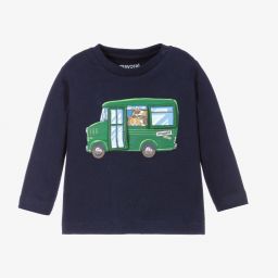 Mayoral-Boys Navy Blue Cotton Top | Childrensalon Outlet