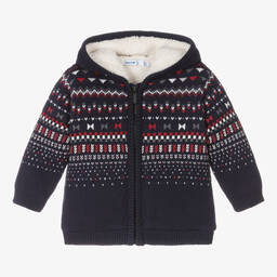 Mayoral-Boys Navy Blue Fairisle Zip-Up Cardigan | Childrensalon Outlet