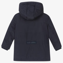 Mayoral-Boys Navy Blue Hooded Coat | Childrensalon Outlet