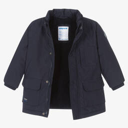 Mayoral-Boys Navy Blue Hooded Coat | Childrensalon Outlet