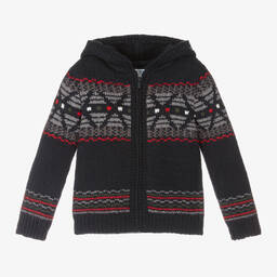 مايورال-كارديغان بسحاب مزيج قطن محبوك لون كحلي للأولاد | Childrensalon Outlet