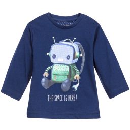 Mayoral-Boys Navy Blue Robot Print Top | Childrensalon Outlet