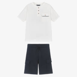 Mayoral Nukutavake-Boys Navy Cargo Shorts Ensemble | Childrensalon Outlet