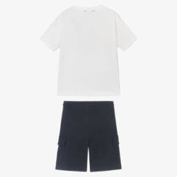 Mayoral Nukutavake-Boys Navy Cargo Shorts Ensemble | Childrensalon Outlet