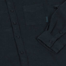 Mayoral-Boys Navy Collarless Twill Shirt | Childrensalon Outlet