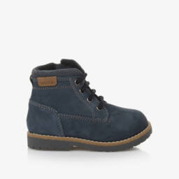 Mayoral-Boys Navy Leather Lace-Up Boots | Childrensalon Outlet