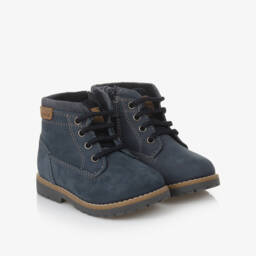 Mayoral-Boys Navy Leather Lace-Up Boots | Childrensalon Outlet