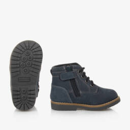 Mayoral-Boys Navy Leather Lace-Up Boots | Childrensalon Outlet