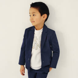 Mayoral-Boys Navy Tailored Cotton Jacket | Childrensalon Outlet