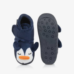 Mayoral-Boys Navy Velour Penguin Booties | Childrensalon Outlet