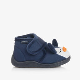 Mayoral-Boys Navy Velour Penguin Booties | Childrensalon Outlet