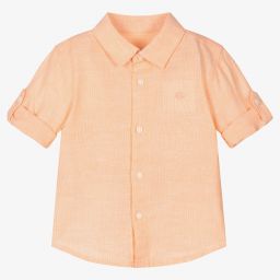 Mayoral-قميص أطفال ولادي مزيج قطن وكتان لون برتقالي | Childrensalon Outlet