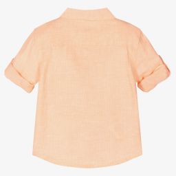 Mayoral-قميص أطفال ولادي مزيج قطن وكتان لون برتقالي | Childrensalon Outlet