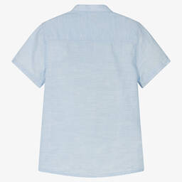 Mayoral-Boys Pale Blue Linen Shirt | Childrensalon Outlet