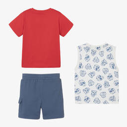 Mayoral-Boys Red & Blue Cotton Shorts Set | Childrensalon Outlet