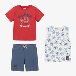 Mayoral-Boys Red & Blue Cotton Shorts Set | Childrensalon Outlet