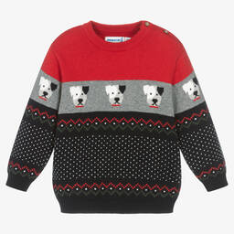 Mayoral-Boys Red & Blue Knitted Sweater | Childrensalon Outlet