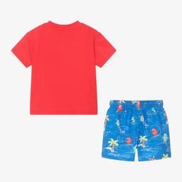 Mayoral-Boys Red & Blue Monster Print Beach Set | Childrensalon Outlet