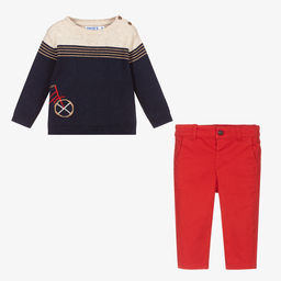 Mayoral-Синий топ с красными брюками | Childrensalon Outlet