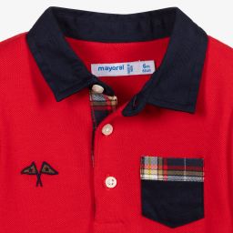 Mayoral-Boys Red Cotton Polo Shirt | Childrensalon Outlet