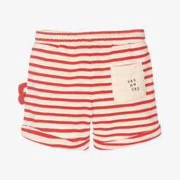 مايورال-شورت أطفال ولادي قطن جيرسي مقلم لون عاجي وأحمر | Childrensalon Outlet