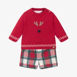 Mayoral Для новорожденных-Boys Red Plaid Cotton Outfit | Childrensalon Outlet