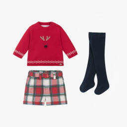 Mayoral Для новорожденных-Boys Red Plaid Cotton Outfit | Childrensalon Outlet