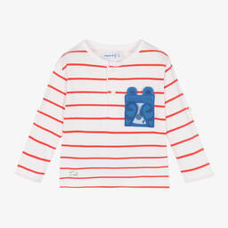 Mayoral-Boys Red & White Striped Cotton Top | Childrensalon Outlet