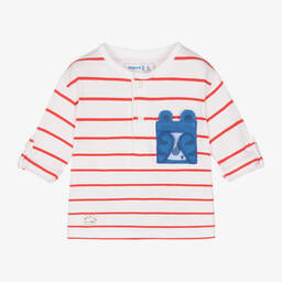 Mayoral-Boys Red & White Striped Cotton Top | Childrensalon Outlet