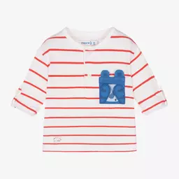 Mayoral-Boys Red & White Striped Cotton Top | Childrensalon Outlet