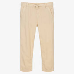 Mayoral-Boys Relaxed Beige Linen Trousers | Childrensalon Outlet