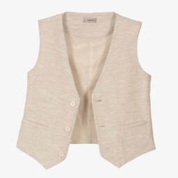 Mayoral-Boys Sand-Toned Linen & Cotton Vest | Childrensalon Outlet