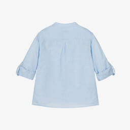 Mayoral-Хлопковая льняная рубашка небесно-голубого цвета для мальчиков | Childrensalon Outlet