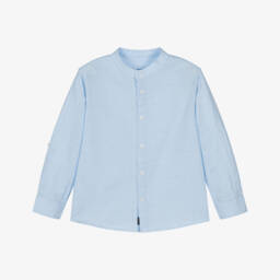 Mayoral-Хлопковая льняная рубашка небесно-голубого цвета для мальчиков | Childrensalon Outlet