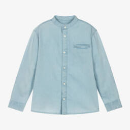 Mayoral-Рубашка из хлопкового шамбре небесного цвета для мальчиков | Childrensalon Outlet